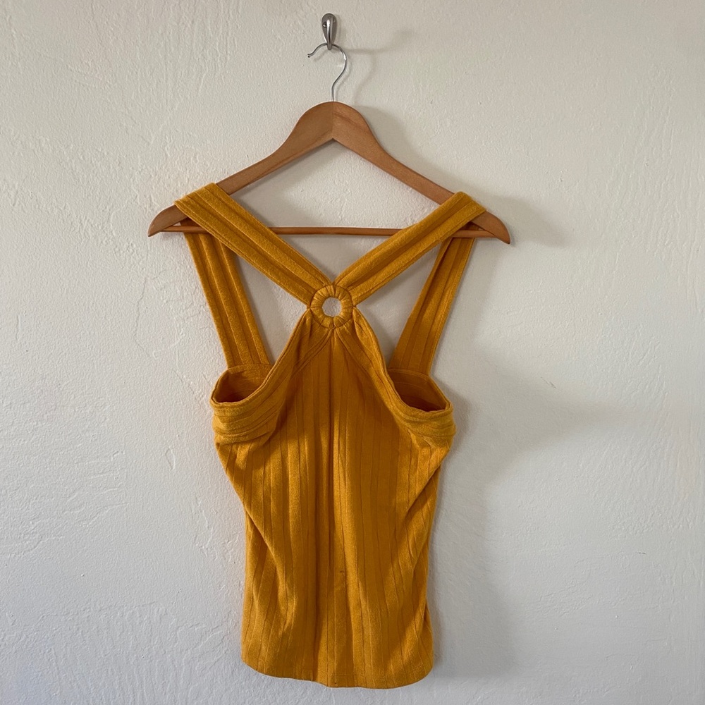 Women’s Yellow Tank Top with Cut Out Detail from Free People Size M